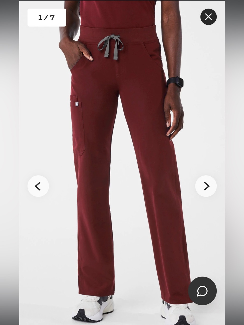 Figs Kade Cargo Scrub Pant in Deep Cranberry